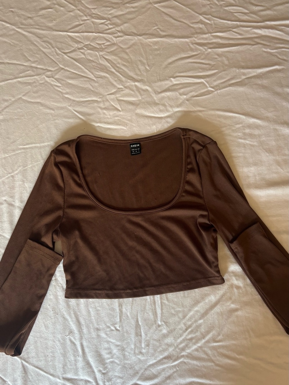 SHEIN Brown Long Sleeve Crop Top